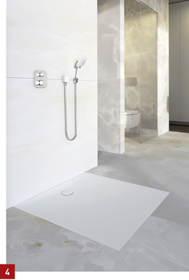 
4 Geberit: Die Duschfläche Setaplano besteht aus einem Mineralwerkstoff.
