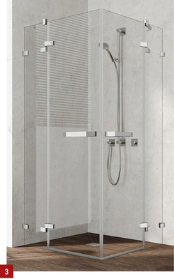 
3 Kermi: Die Glasdusche Tusca gibt es als einzeln auf Maß gefertigtes Unikat.
