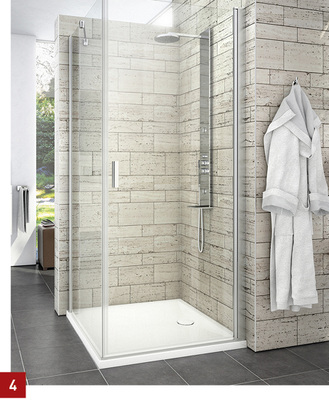 
4 Roth: Limaya bietet Modelle mit Pendel- und Schiebetüren für Nischen, Eck- und Viertelkreislösungen.
