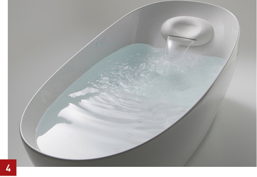 
4 Toto: Neorest umfasst ein Kissen, das aus einem Schlitz Wasser verströmt.
