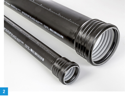 
2 SiTech+ von Wavin mit neuer Zentimetermarkierung und neuer Innenfarbe.
