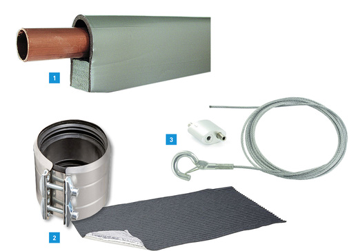 
1 Mit der Kompakt-Dämmhülse isopact von BTI lassen sich selbst gebogene Heizkörperanschlussleitungen dämmen.



2 Der BTI-Brandschutzverbinder Vario-Sol BSV ist in Kombination mit der Vario-Sol-Platte eine zugelassene Brandabschottung für Gussrohre mit abzweigendem Kunststoffrohr.



3 BTI Befestigungstechnik hat das Sortiment um die Seilabhängung DSA erweitert.
