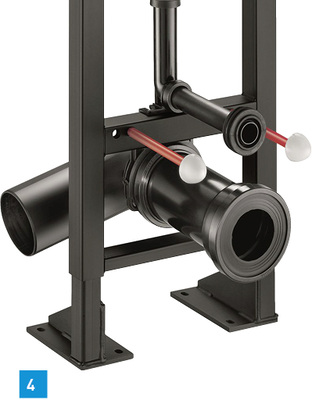 
Tempofix 3: Selbsttragendes Installationselement für wandhängendes WC von Kuhfuss Delabie.
