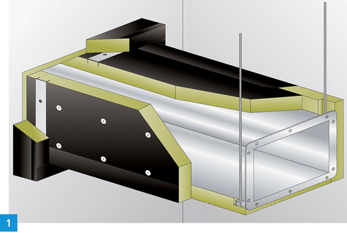 
1 Mit den Steinwolleplatten Conlit Duct Board 90 von Rockwool lassen sich Lüftungskanäle aus Stahlblech platzsparend und auch nachträglich isolieren.
