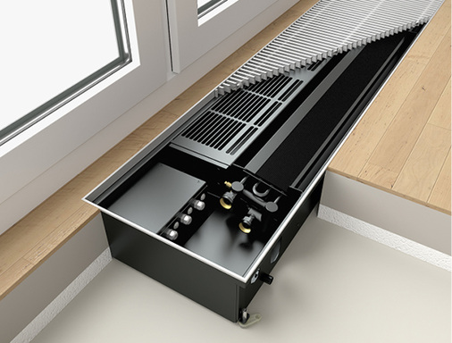 
Die Unterflurkonvektoren von Arbonia werden in einbaufertigen Bodenwannen geliefert. 
