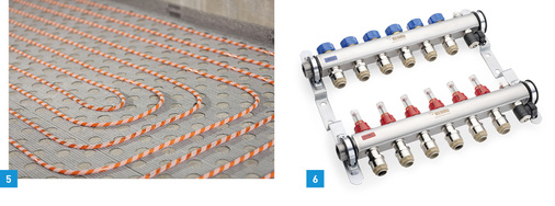 
5 Die gelochte Klettmatte Rautherm Speed plus renova ist Teil des Verbundsystems von Rehau auf Basis der Kletttechnologie. 



6 Der Rautherm Speed HKV ermöglicht eine werkzeuglose Anbindung des Rohres mittels Steckverbindung am Verteiler.
