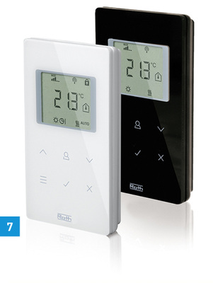 
7 Mit der neuen Benutzertaste des Raumbediengerätes Roth Touchline wird die Nachtabsenkung individuell verzögert.
