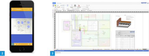 
2 Fachhandwerker können mit der Uponor HSEmobile App eine Modellplanung für Uponor-Flächenheizsysteme durchführen und ein Angebot erstellen.




3 Anschließend lassen sich die Daten direkt in die HSEdesktop-Software übernehmen, die jetzt auch die 3D-Planung von Objekten beinhaltet. 
