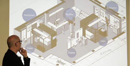 <p>
</p>

<p>
Das Ausstellungsraum-Konzept Multiflex: Der Innenarchitekt Cyrus Ghanai hat ein modulares Baukastensystem mit hoher Flexibilität für Räumlichkeiten von 40 bis 200 m² entwickelt.
</p> - © SBZ

