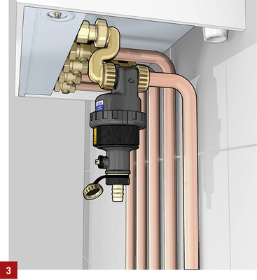 



3 Trotz seiner kompakten Bauweise stellt der Dirtmag Slim aufgrund seiner Technik mit zwei Wirkprinzipien die Reinigung des Heizungswassers sicher.
