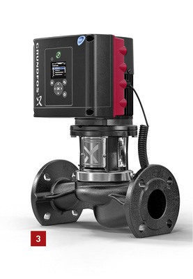 
3 Inline-Pumpen der Baureihe TPE von Grundfos sind für höhere Leistungsanforderungen konzipiert.



