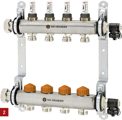 
2 Der Fußboden-Heizkreisverteiler Dynacon Eclipse von Imi Heimeier integriert die automatische Thermostat-Ventiltechnik Eclipse im Rücklauf.



