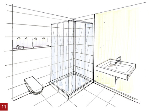 
Teilverfliesung und gestrichene Wandfläche.



