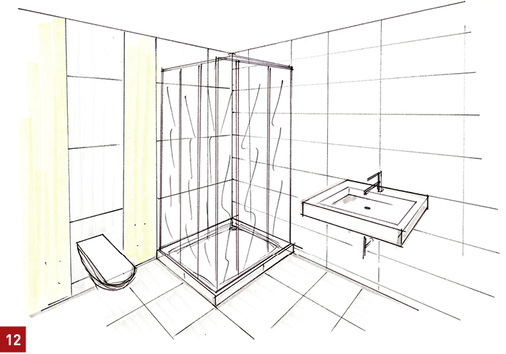 
Teilverfliesung und zwei gestrichene Wandstreifen.




