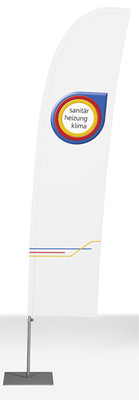 <p>
Macht aufmerksam: Für den Infostand oder den Eingangsbereich lässt sich die Bowflag mit wenigen Handgriffen aufstellen.
</p>
<p>
</p> - © ZVSHK
 
Macht aufmerksam: Für den Infostand oder den Eingangsbereich lässt sich die Bowflag mit wenigen Handgriffen aufstellen.