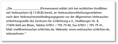 
Musterformulierung für die allgemeine Informationspflicht, Beispiel für Teilnahmebereitschaft.
