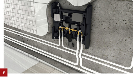 
Spülstationen, wie hier Uponor Smatrix Aqua Plus, sorgen auch während längerer Nutzungsunterbrechungen für den bestimmungsgemäßen Betrieb der Kalt- und Warmwasserleitungen.
