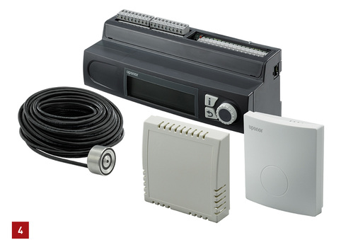 
Eine automatische Umschaltung zwischen Heiz- und Kühlbetrieb auf Basis voreinstellbarer Parameter ermöglicht die Vorlauftemperaturregelung Uponor Smatrix Move Pro.
