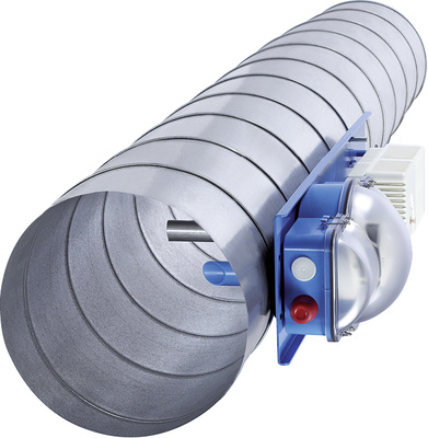 

Die Lüftungs-Rauchschaltersysteme LRS lassen sich wie hier das LRS 230 V mit integriertem Netzteil an Kanälen mit rundem, aber auch an solchen mit eckigem Querschnitt montieren. 

