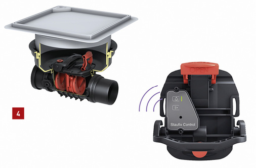 
Schützt, meldet und steuert: Staufix Control. Der Rückstauverschluss kann angeschlossene Wasserverbraucher wie Waschmaschinen über einen Funkempfänger im Rückstaufall automatisch abschalten.



