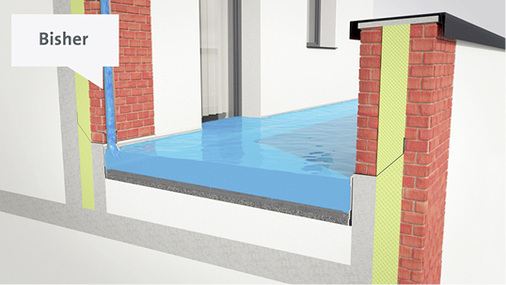 
Nicht zulässig: die Entwässerung auf tiefer liegende Dach- und Terrassenflächen. Bei Überflutungen kann das Wasser über die Terrassentür ins Haus eindringen.
