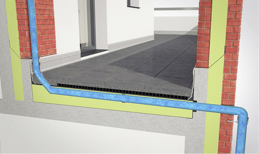 
Unsichtbare Einbettung der waagerechten Rohre in die Dämmebene.
