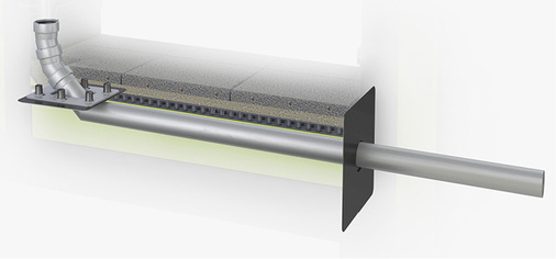 
Das SitaAttika Kaskade-Bauteil für die normkonforme Kaskadenentwässerung: Ausgestattet mit angeschweißtem Los-Fest-Flansch zum sicheren Anschluss der Dachbahn und Bögen, die durch Sicherungsschellen fixiert sind.
