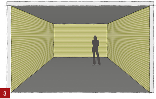 <p>
Horizontale Streifen und/oder eine dunkle Decke lassen Räume niedriger erscheinen.
</p>

<p>
</p> - © Stammer

