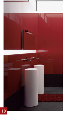 



Feurig und impulsiv werden die Waschtischsäulen wie Kunstobjekte in Szene gesetzt.
