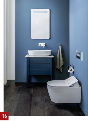 
Abtauchen in unendliche Tiefe und Stille der Meere. Dunkles Blau an Wänden und Boden lässt den Raum größer erscheinen.



