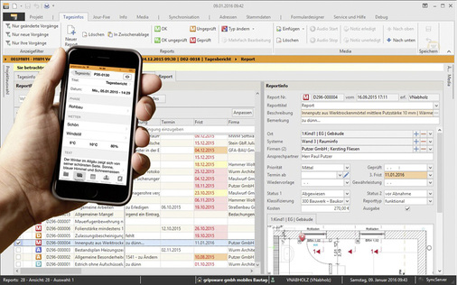 



Baudokumentationslösungen bestehen meist aus einer mobilen Erfassungs-App und einer stationären Büro-Auswertungssoftware.
