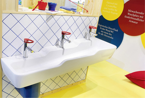 <p>
Durchdacht: So können Sanitärräume in Kindertageseinrichtungen aussehen (im Bild: Villeroy & Boch).
</p>

<p>
</p> - © Messe Essen

