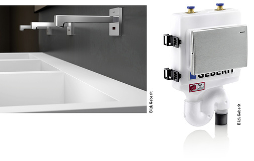 
Das elektronische Armaturensystem lässt sich fest in speziell dafür entwickelten Installationselementen verankern. Die Steuerung der berührungslosen Armaturen befindet sich in einer Funktionsbox. Eine Hygienespülung sorgt für den bestimmungsgemäßen Betrieb. Sie erfüllt die Schallschutzanforderungen nach VDI 4100 und DIN 4109 sowie die Geräuscharmaturenklasse gemäß EN ISO 3822-1.
