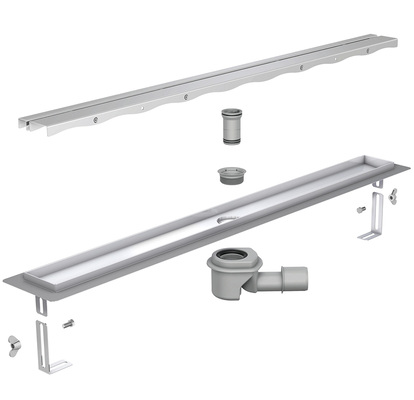 
Die Duschrinne Aco ShowerDrain M aus Edelstahl ist ein modulares Baukastensystem, das einen Rinnenkörper aus Edelstahl, Ablaufkörper, Designrost und Zubehör umfasst.



