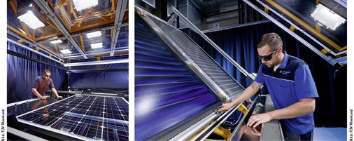 <p>
Der TÜV Rheinland hat im Kölner Solarprüfzentrum einen neuen Sonnensimulator in Betrieb genommen, der sowohl Photovoltaikmodule als auch thermische Solarkollektoren sowie Kombinationen aus beiden Techniken vermessen kann.
</p>