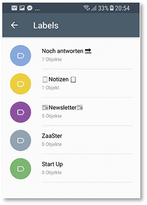 
Labels sind farbige „Post-its“, die jeweils mit einem Begriff versehen werden können.



