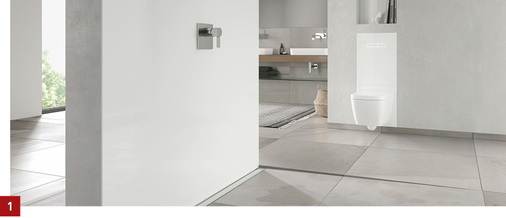 
1 Frei stehende Sanitärwände eröffnen Freiräume in der architektonischen Badgestaltung.



