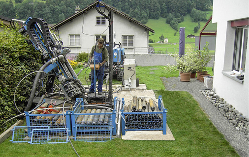 
Oberflächennahe Geothermie: Durchführung einer Erdwärmesondenbohrung.



