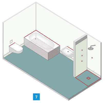 
Beispiel Einsatz von Wannendichtbandlösungen.



