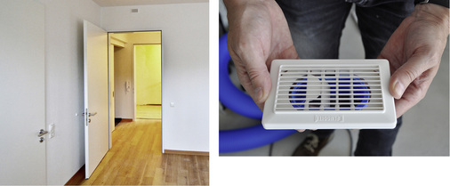 
Dezent und unauffällig ist der Zuluftauslass über der Zimmertür des Seniorenwohnraums platziert.



