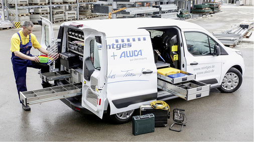 <p>
Der Ford Connect als Servicefahrzeug: Schubladen bleiben stets zugänglich, darüber lässt sich Fracht auf dem Ladeboden verzurren.
</p>

<p>
</p> - © Milan Hoppe

