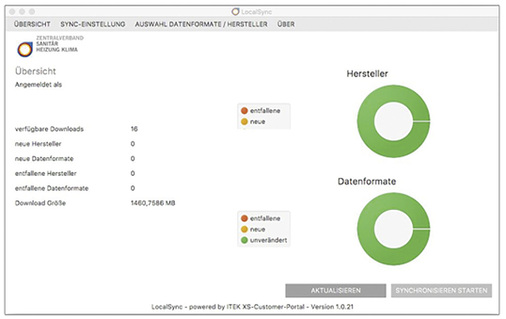 <p>
LocalSync Cockpit: Stets lässt sich sehen, ob man im SHK-Betrieb über den aktuellen Datenbestand von Open Datapool verfügt.
</p>

<p>
</p> - © ZVSHK

