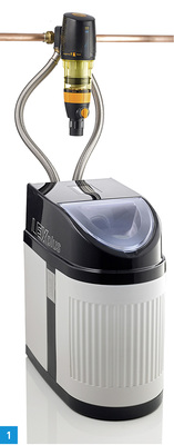 
1 Die Lex Plus 10 S Connect von Syr in Kombination mit dem Drufi ergibt eine kompakte Filter- und Enthärtungseinheit.



