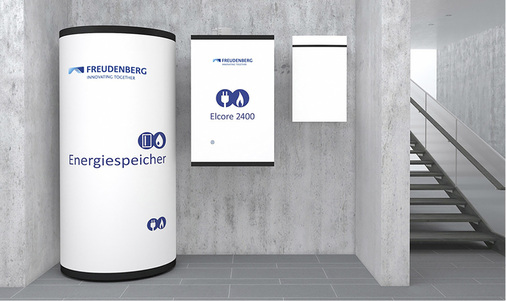 
Unter dem Markennamen „Elcore 2400“ bietet Freudenberg Sealing Technologies zwei Systemvarianten an: Brennstoffzelle mit Speicher sowie mit optionalem Gas-Spitzenlastheizgerät, wie hier abgebildet.



