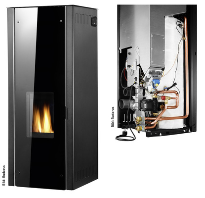 <p>
Bei diesem wassergeführten Pelletofen (Leistung: 3,5 bis 9,3 kW) gehen 80 % der Wärme in das zentrale Heizsystem zur Wassererwärmung. Sein Wirkungsgrad liegt bei mehr als 95 % und der Pelletbehälter fasst 45 kg.
</p> 
Bei diesem wassergeführten Pelletofen (Leistung: 3,5 bis 9,3 kW) gehen 80 % der Wärme in das zentrale Heizsystem zur Wassererwärmung. Sein Wirkungsgrad liegt bei mehr als 95 % und der Pelletbehälter fasst 45 kg.