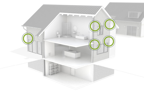 
In Bestandsgebäuden haben sich Pendellüfter etabliert, die paarweise eingebaut werden und den Ab- und Zuluftbetrieb in regelmäßigen Intervallen wechseln.



