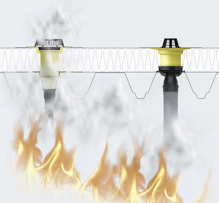 
Ohne ausreichenden Brandschutz können sich Brandgase und Feuer ungehindert ausbreiten. Mit einem Brandschutzelement wird die Brandweiterleitung durch den Verschluss der Durchdringung verhindert.



