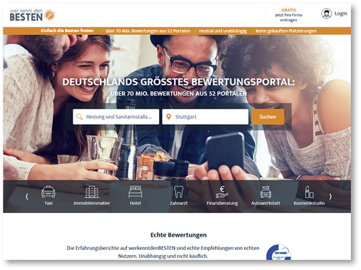 



Gleich hinter Google erscheint bei einer Online-Suche 

www.werkenntdenbesten.de

, wo Bewertungen von verschiedenen Portalen gebündelt werden.
