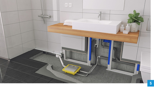 

Plancofix kann mit handelsüblichen Bodenabläufen kombiniert werden.





