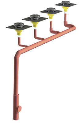 
L-Strang: Lange Leitung – höherer Druckverlust. Da der Fließweg hier lang ist, müssen die Rohrdurchmesser erhöht werden.



